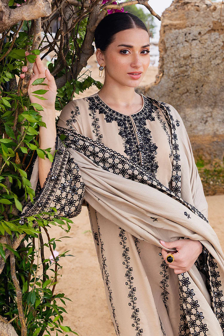 BrandsInn-3PC DHANAK EMBROIDERED SHIRT WITH DHANAK EMBROIDERED SHAWL AND TROUSER BI-4337