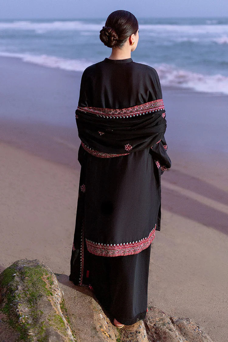 BrandsInn-3PC DHANAK EMBROIDERED SHIRT WITH DHANAK EMBROIDERED SHAWL AND TROUSER BI-4336