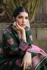 BrandsInn-3PC KHADDAR EMBROIDERD SHIRT WITH COUTRAI PRINTED SHAWL AND EMB TROUSER-BI-4144