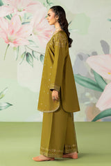 BrandsInn-3PC DHANAK SEQUIN EMBROIDERED SHIRT WITH COTTON NET EMBROIDERED DUPATTA AND TROUSER-B-4194