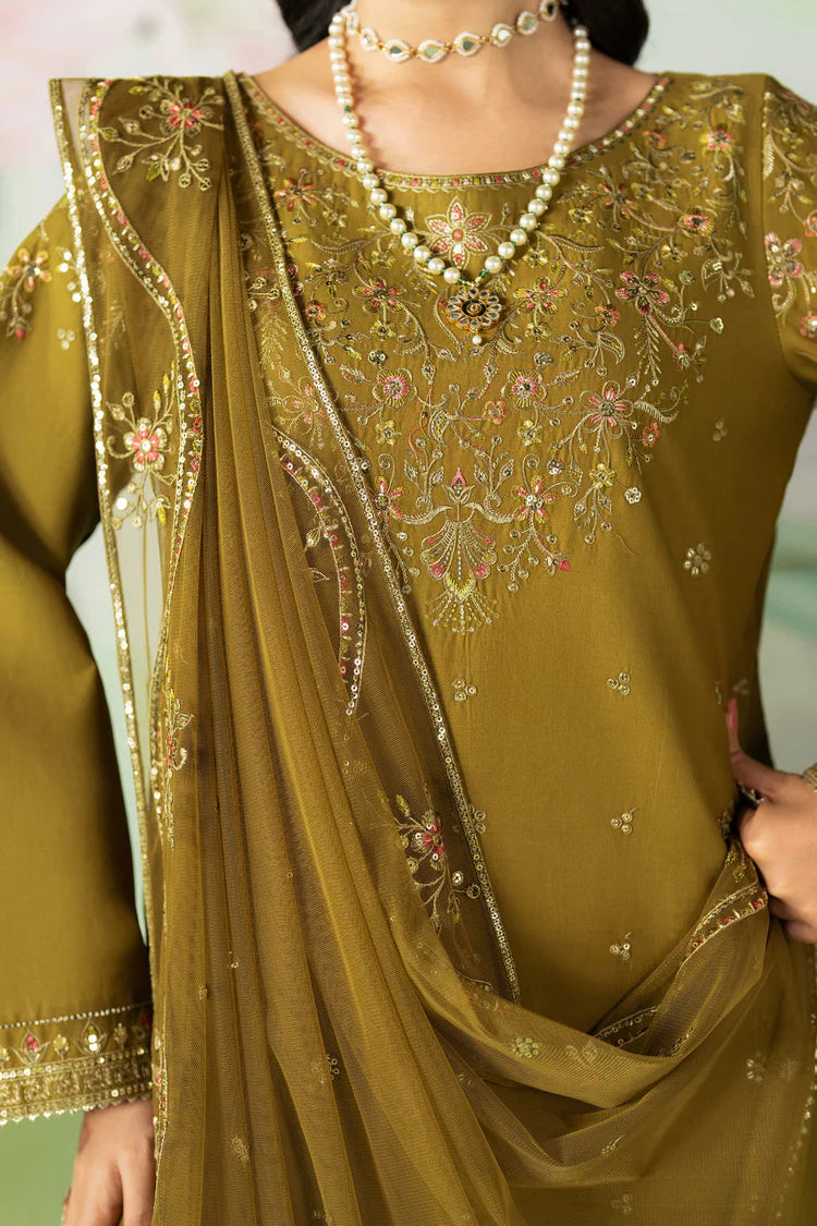 BrandsInn-3PC DHANAK SEQUIN EMBROIDERED SHIRT WITH COTTON NET EMBROIDERED DUPATTA AND TROUSER-B-4194