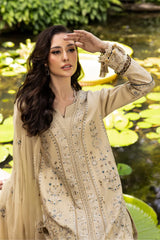 BrandsInn-3PC LAWN EMBROIDERED SHIRT WITH KHAADI NET EMBROIDERED DUPATTA AND TROUSER -BI-4658