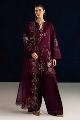 BrandsInn-3PC LAWN EMBROIDERED SHIRT WITH ORGANZA EMBROIDERED DUPATTA AND TROUSER-BI-4884