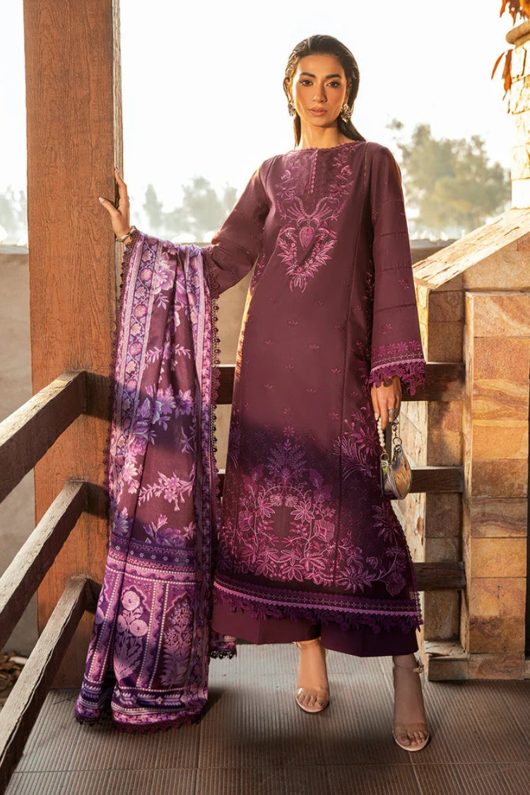 BrandsInn-3PC DHANAK EMBROIDERED SHIRT WITH COURTRAI PRINTED SHAWL & DHANAK TOUSER-BI-4123