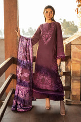 BrandsInn-3PC DHANAK EMBROIDERED SHIRT WITH COURTRAI PRINTED SHAWL & DHANAK TOUSER-BI-4123