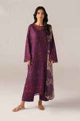 BrandsInn-3PC LAWN CHIKANKARI EMB PRINTED SHIRT WITH SILK PRINTED DUPATTA AND PRINTED TROUSER-BI-020