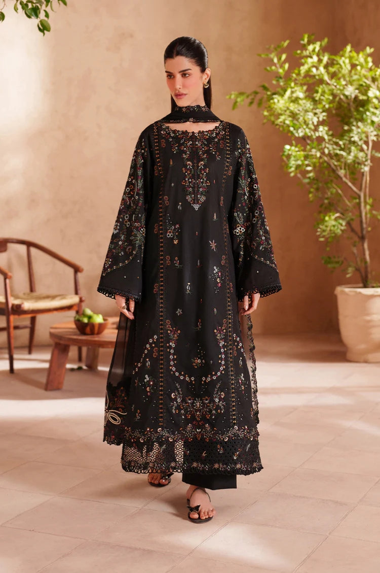BrandsInn-3PC LAWN EMBROIDERED SHIRT WITH CHIFFON EMBROIDERED DUPATTA AND TROUSER-BI-4849