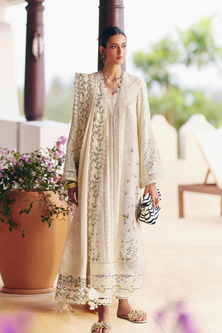 BrandsInn-3PC LAWN CHIKAANKARI EMBROIDERED SHIRT WITH KHADDI NET EMBROIDERED DUPATTA AND TROUSER -BI-4719