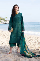 BrandsInn-3PC LAWN CHIKAN EMBROIDERED SHIRT WITH CHIFFON PRINTED DUPATTA AND TROUSER-BI-4877