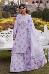 BrandsInn-3PC LAWN PRINTED EMB SHIRT WITH SILK PRINTED DUPATTA AND PRINTED TROUSER-BI-019
