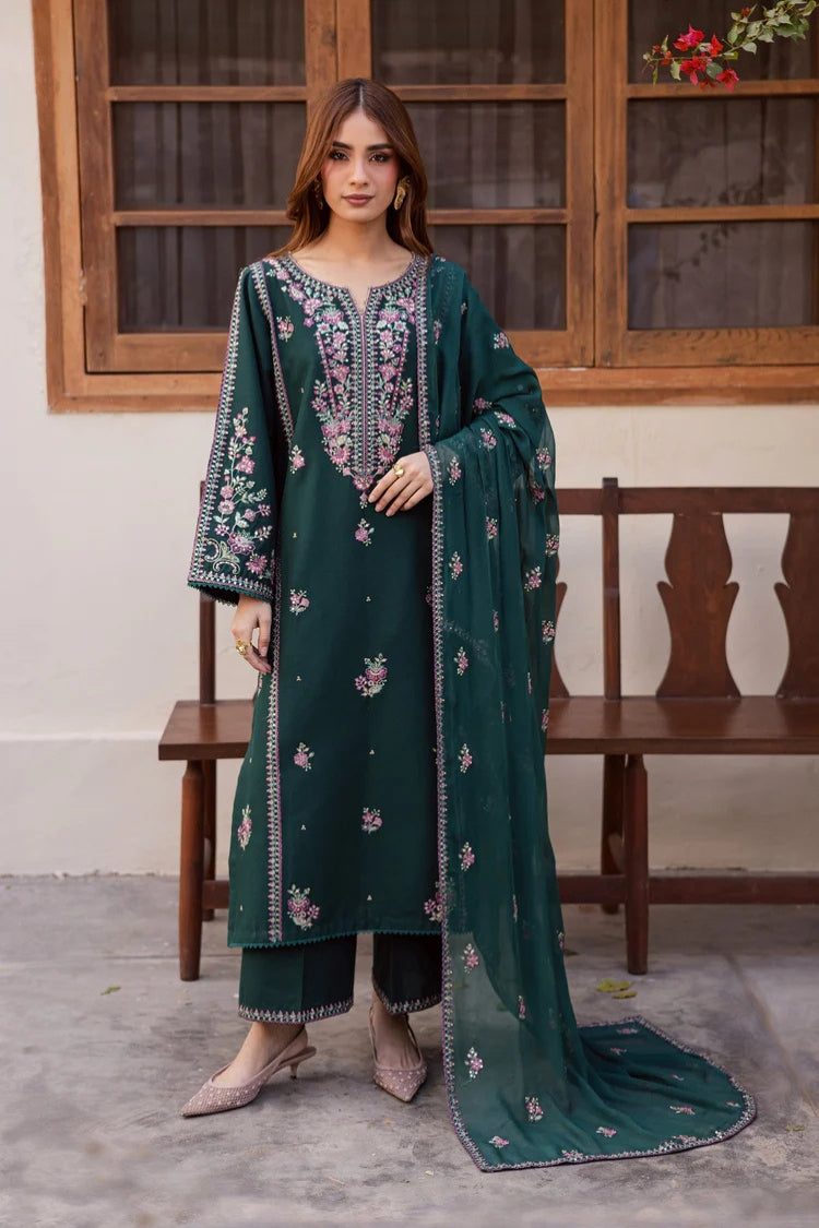BrandsInn-3PC LAWN EMBROIDERED SHIRT WITH CHIFFON EMBROIDERED DUPATTA AND EMB TROUSER-BI-4763
