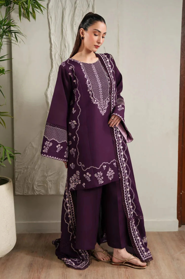 BrandsInn-3PC LAWN EMBROIDERED SHIRT WITH LAWN EMBROIDERED DUPATTA AND TROUSER-BI-4871