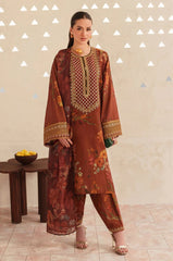 BrandsInn-3PC LAWN DIGITAL PRINTED EMB SHIRT WITH SILK PRINTED DUPATTA AND PRINTED TROUSER-BI-022