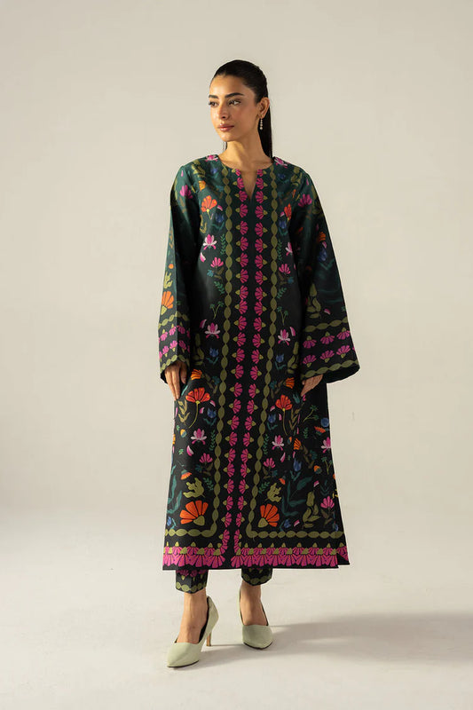 BrandsInn-2PC SHAMOZE SILK PRINTED SHIRT WITH SHAMOZE SILK PRINTED TROUSER-BI-