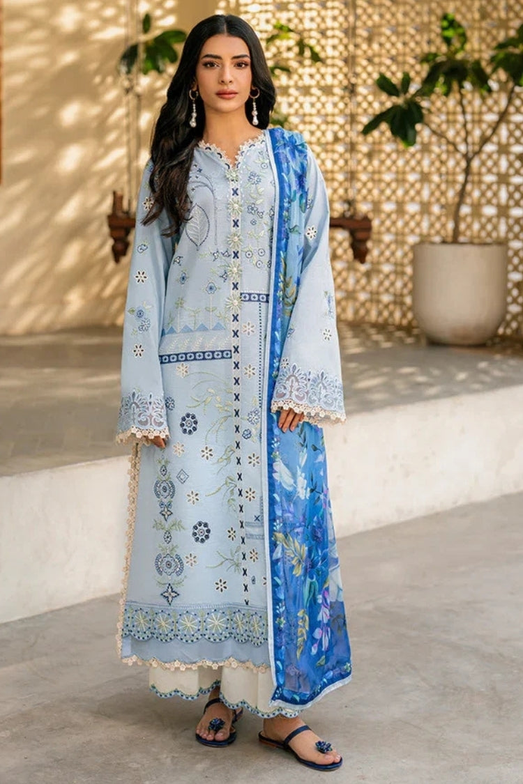 BrandsInn-3PC LAWN EMBROIDERED SHIRT WITH CHIFFON PRINTED DUPATTA AND EMB TROUSER-BI-4717