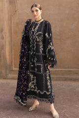 BrandsInn-3PC DHANAK EMBROIDERED SHIRT WITH COURTRAI WOOL PRINTED EMB SHAWL AND TROUSER-BI-5148
