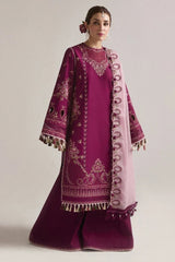 BrandsInn-3PC DHANAK EMBROIDERED SHIRT WITH CHIFFON EMBROIDERED DUPATTA AND TROUSER-BI-5179