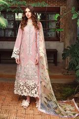 BrandsInn-3PC DHANAK EMBROIDERED SHIRT WITH WOOL PRINTED SHAWL AND TROUSER-BI-5081