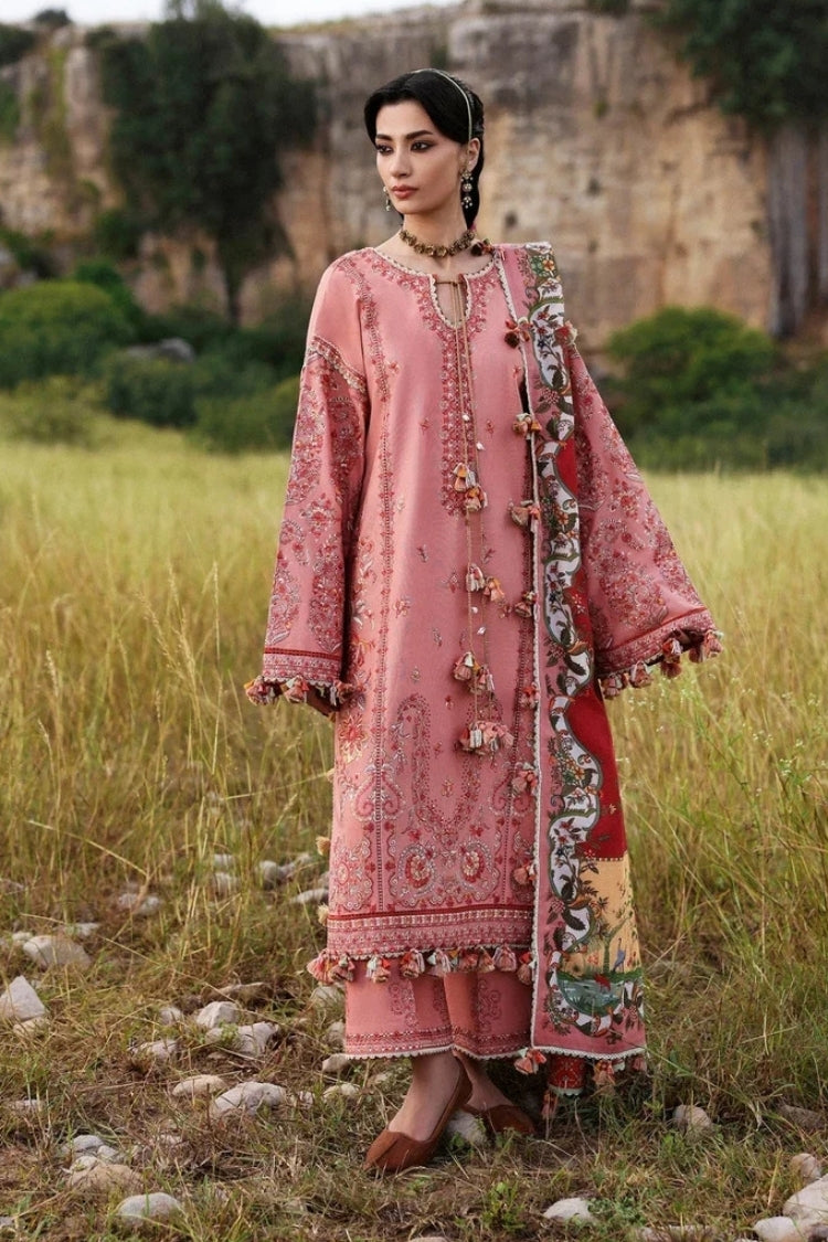 BrandsInn-3PC KARANDI EMBROIDERED SHIRT WITH WOOL PRINTED SHAWL AND KARANDI TROUSER-BI-5160