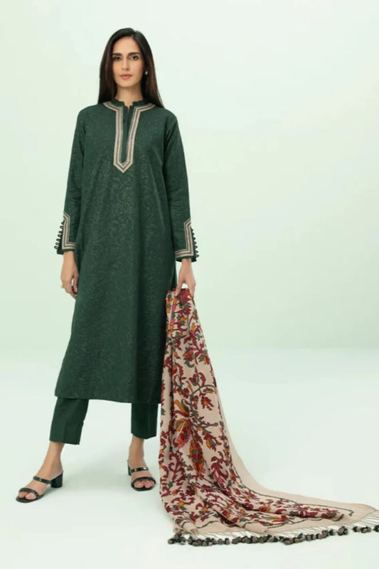 BrandsInn-3PC KHADAR EMBROIDERED COUTURE PRINT SHAWL-BI-4095
