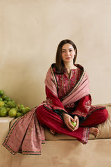 BrandsInn-3PC LAWN EMBROIDERED SHIRT COUTURE WITH MONARK PRINT DUPATTA AND TROUSER-BI-168