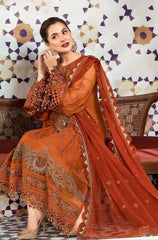 BrandsInn-3PC DHANAK EMBROIDERED SHIRT WITH CHIFFON EMBROIDERED DUPATTA & TROUSER-BI-4188