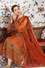 BrandsInn-3PC DHANAK EMBROIDERED SHIRT WITH CHIFFON EMBROIDERED DUPATTA & TROUSER-BI-4077