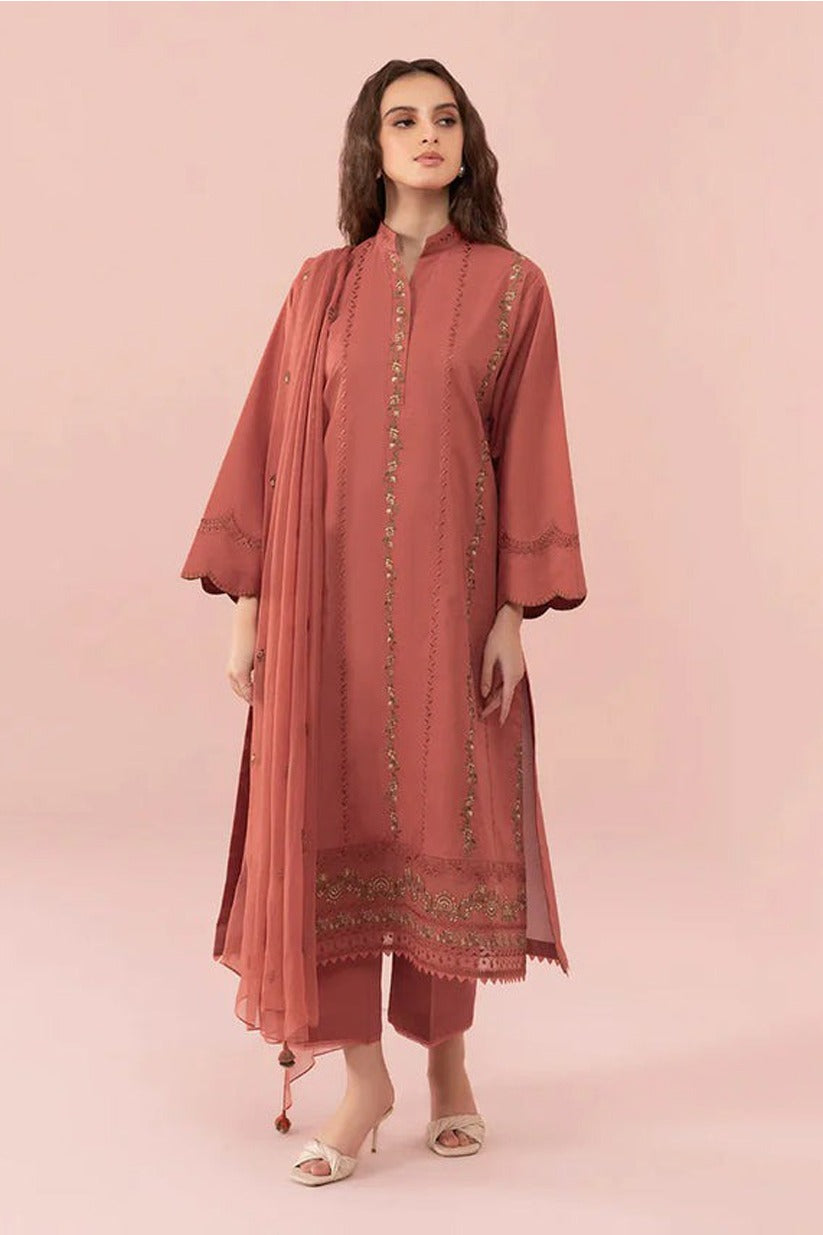 BrandsInn -3PC LAWN EMBROIDERED SHIRT WITH BAMBER CHIFFON EMBROIDERED DUPATTA-BI-4664