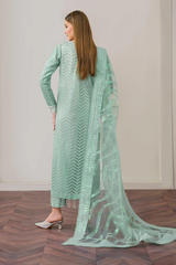 BrandsInn- ORGANZA 3PC SEQUENCE EMBROIDERED SHIRT WITH ORGANZA SEQUENCE EMBROIDERED DUPATTA WITH SILK TROUSER -BI-437