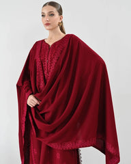 BrandsInn-3PC DHANAK EMBROIDERED SHIRT WITH DHANAK EMBROIDERED SHAWL AND TROUSER-BI-5271
