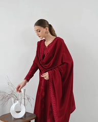 BrandsInn-3PC DHANAK EMBROIDERED SHIRT WITH DHANAK EMBROIDERED SHAWL AND TROUSER-BI-5271