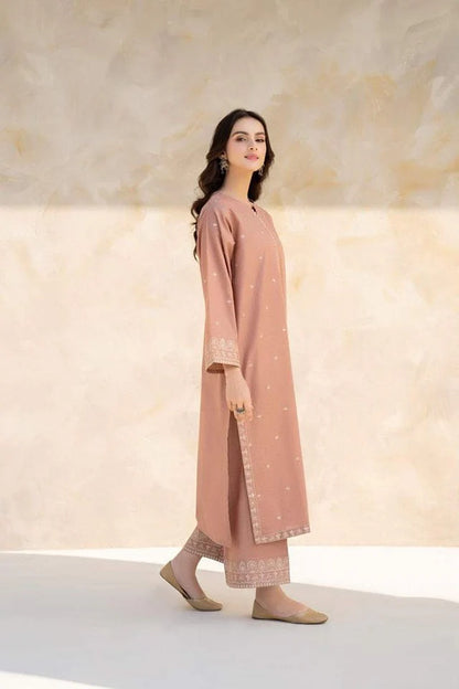 BrandsInn-2PC DHANAK EMBROIDERED SHIRT WITH DHANAK EMBROIDRED TROUSER-BI-4184