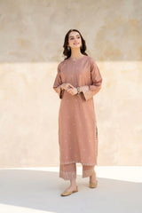 BrandsInn-2PC DHANAK EMBROIDERED SHIRT WITH DHANAK EMBROIDRED TROUSER-BI-4184