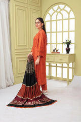 BRANDSINN-3PC KHADAR CUTWORK EMBROIDERED SHIRT WITH KASHMIRI JACQUARD WOOL SHAWL-BI-1504