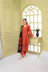 BRANDSINN-3PC KHADAR CUTWORK EMBROIDERED SHIRT WITH KASHMIRI JACQUARD WOOL SHAWL-BI-1504