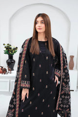 BRANDS INN-3PC DHANAK EMBROIDERED SHIRT WITH HEAVY CUTWORK EMBROIDERED DHANAK SHAWL AND TROUSER-BI-4065