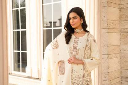 BRANDS INN-3PC DHANAK EMBROIDERED SHIRT WITH DHANAK HEAVY CUTWORK EMBROIDERED SHAWL-BI-4087