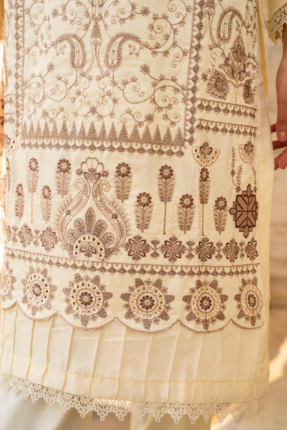 BRANDS INN-3PC DHANAK EMBROIDERED SHIRT WITH DHANAK HEAVY CUTWORK EMBROIDERED SHAWL-BI-4087
