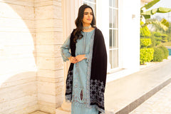 BRANDSINN-3PC KHADDAR EMBROIDERED SHIRT WITH VELVET EMBROIDERED READY TO WEAR SHAWL-BI-4041