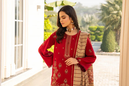 BRANDS INN-3PC DHANAK CUTWORK EMBROIDERED SHIRT WITH HEAVY CUTWORK EMBROIDERED JACQUARD WOOL SHAWL-BI-4086