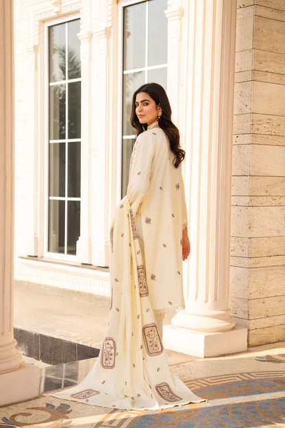 BRANDS INN-3PC DHANAK EMBROIDERED SHIRT WITH DHANAK HEAVY CUTWORK EMBROIDERED SHAWL-BI-4087