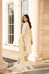 BRANDS INN-3PC DHANAK EMBROIDERED SHIRT WITH DHANAK HEAVY CUTWORK EMBROIDERED SHAWL-BI-4087