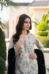 BRANDSINN-3PC DHANAK EMBROIDERED SHIRT WITH VELVET EMBROIDERED READY TO WEAR SHAWL-BI-4039