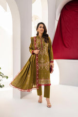 BRANDSINN-3PC LAWN EMBROIDERED SHIRT WITH LAWN EMBROIDERED READY TO WEAR DUPATTA-BI-136