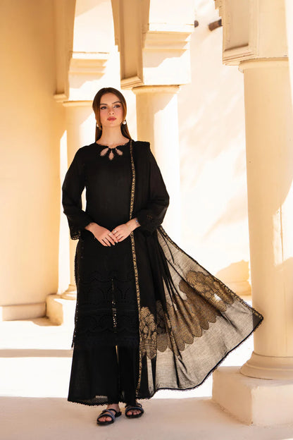 MIRAKHI-3PC LAWN CHIKENKARI EMBROIDERED SHIRT WITH LAWN JAQUARD PRINT DUPATTA-BI-191