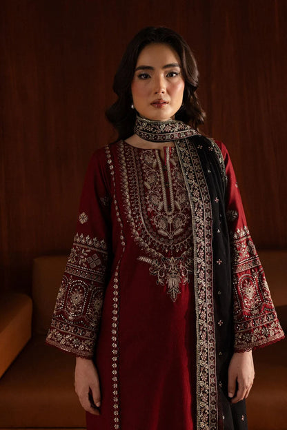 BATIK-3PC DHANAK EMBROIDERED SHIRT WITH CHIFFON EMBROIDERED DUPATTA AND EMB TROUSER-BI-4065