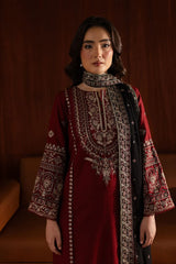 BATIK-3PC DHANAK EMBROIDERED SHIRT WITH CHIFFON EMBROIDERED DUPATTA AND EMB TROUSER-BI-4065