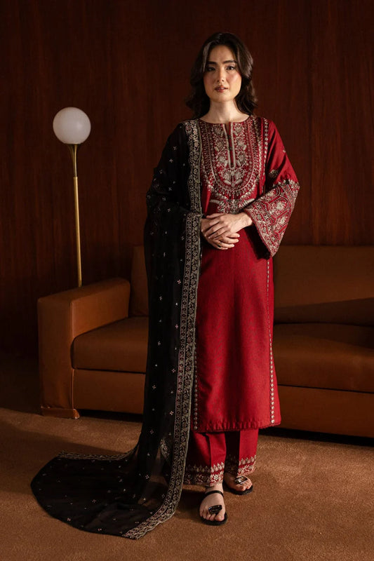 BATIK-3PC DHANAK EMBROIDERED SHIRT WITH CHIFFON EMBROIDERED DUPATTA AND EMB TROUSER-BI-4065
