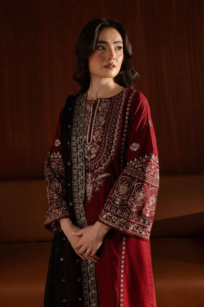 BATIK-3PC DHANAK EMBROIDERED SHIRT WITH CHIFFON EMBROIDERED DUPATTA AND EMB TROUSER-BI-4065