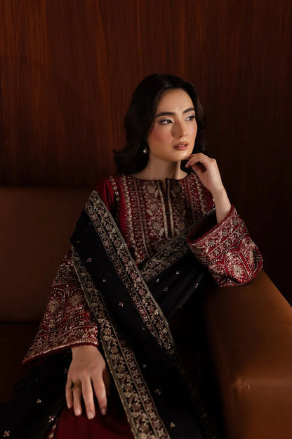 BATIK-3PC DHANAK EMBROIDERED SHIRT WITH CHIFFON EMBROIDERED DUPATTA AND EMB TROUSER-BI-4065